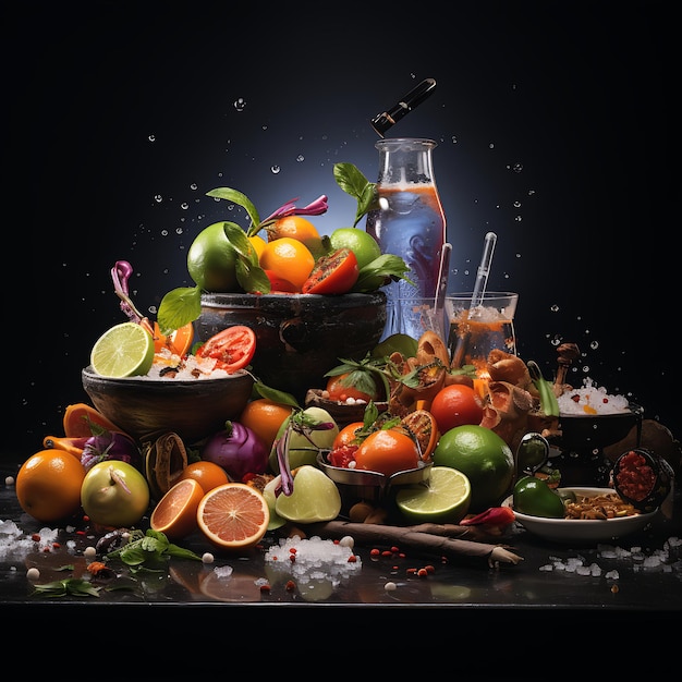 Zdjęcie przyciągający wzrok skład żywności i napojów