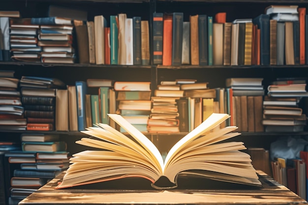 Przyciąganie biblioteki Gromady książek tworzą tło dla edukacji