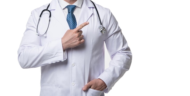 Przycięty widok kardiologa ze stetoskopem medycyny kardiologa kardiologa palcem wskazującym