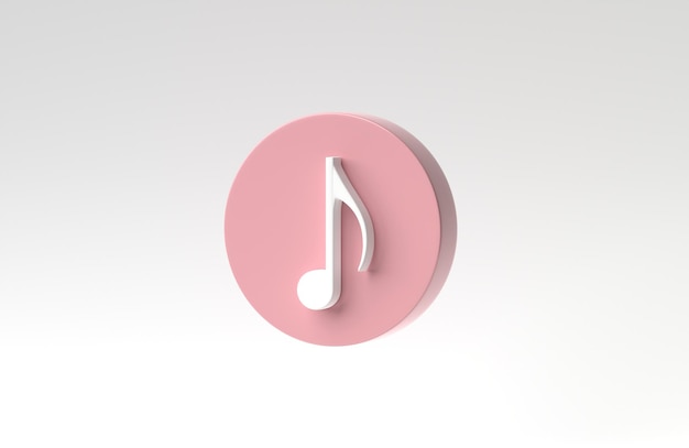 Przycisk nuta Samodzielnie na białym tle Ikona muzyki tonowej projektu minimalne renderowania 3D Ilustracja 3D
