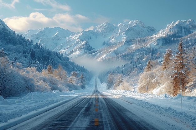 Przygoda na zaśnieżonej autostradzie Podróżnicy dokumentujący swoje zimowe dzienniki podróży
