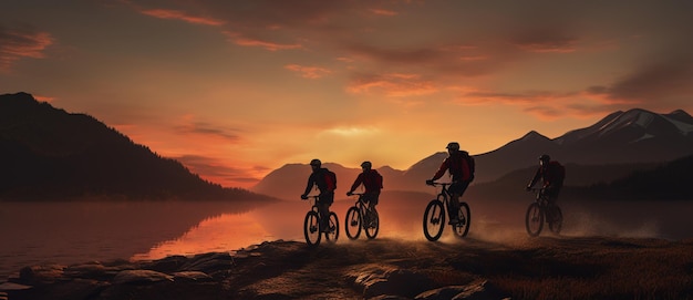Zdjęcie przygoda rowerowa na świeżym powietrzu w dolomitach kobieta i mężczyzna na elektrycznych rowerach górskich w krajobrazie dolomitów rowery dla par mtb enduro trail track działalność sportowa na zewnątrz