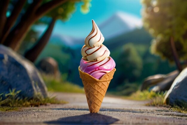 Przygodowa przygoda Rocky Road Ice Cream Cone