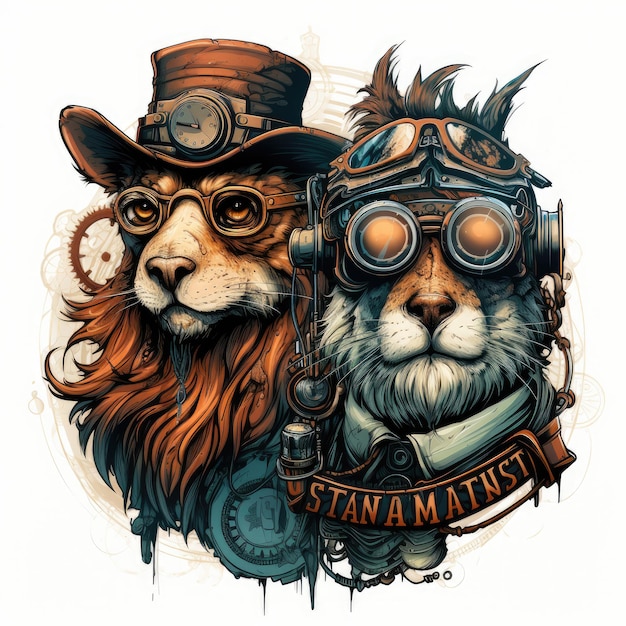 Przygody Steampunkowego Safari Urzekające zwierzęta z ogrodów zoologicznych zaglądające przez kamery internetowe w stylowych stylizacjach Ste