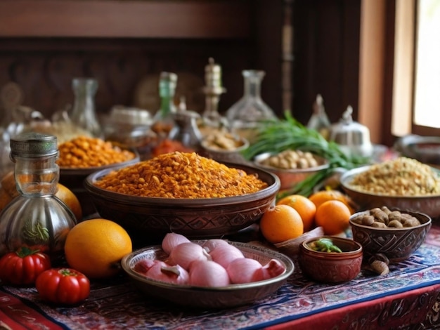 Przygotowanie uczty Eid Zbieranie składników do wielkiego posiłku Ramadanu