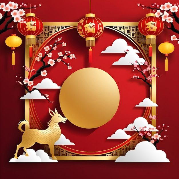 Przygotuj się na chiński Nowy Rok z naszym żywym i uroczystym plakatem świętowania.
