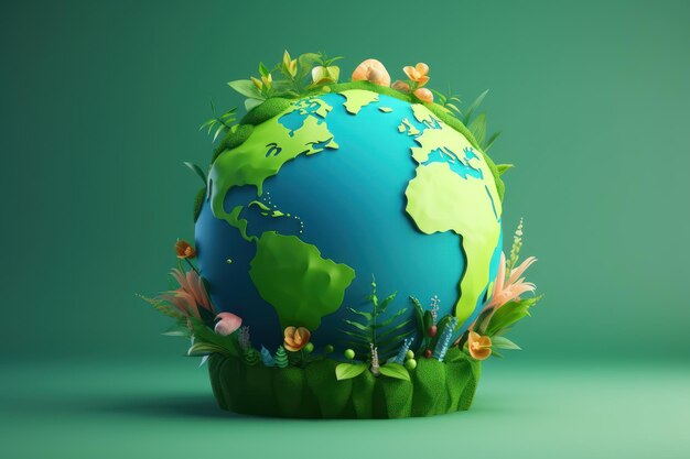 Przyjazna dla środowiska planeta Ziemia Tło Światowy Dzień Ochrony Ziemi Dzień Środowiska Stworzona Generatywna sztuczna inteligencja