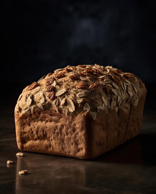 Przyjazny dla Keto wieloziarnisty kwadratowy bochenek chleba stworzony przy użyciu technologii Generative AI