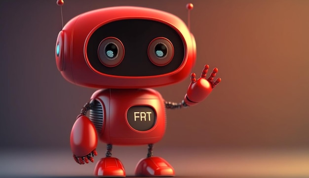 Przyjazny pozytywny kreskówka czerwony robot z uśmiechemGenerative AI