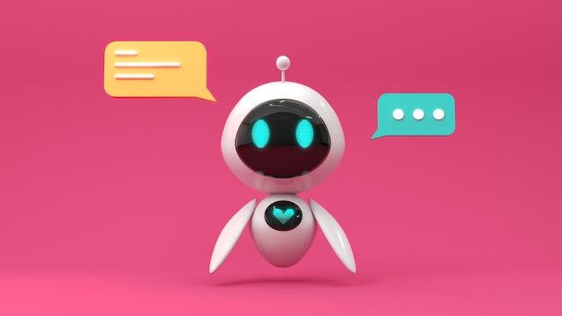 Przyjazny, uroczy robot z kreskówek 3D