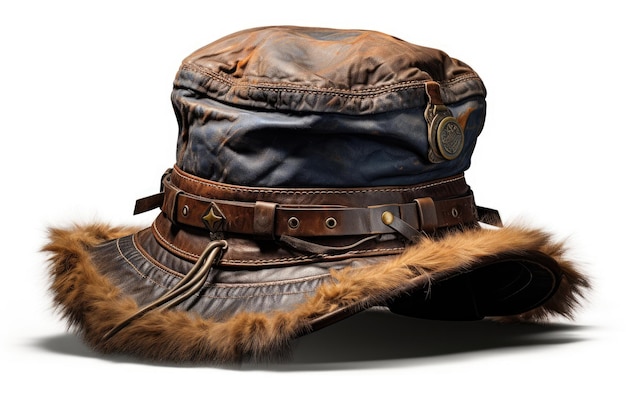 Zdjęcie przyjęcie elementów ze stylowym kapeluszem trapperem do eksploracji na świeżym powietrzu na białym lub przejrzystym tle png