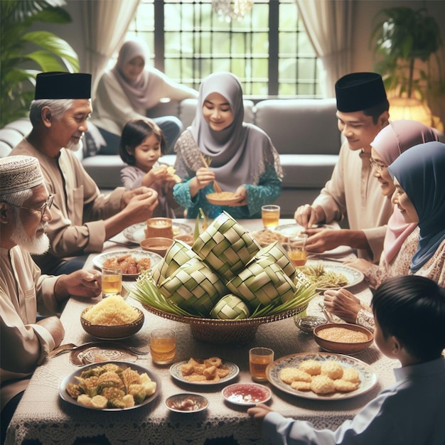 Przyjęcie tradycji Eid al-Fitr z rodziną