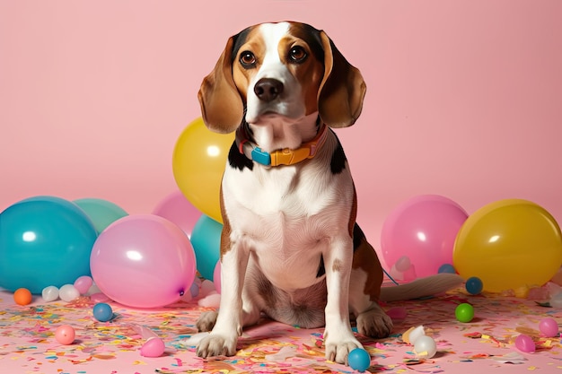 Przyjęcie urodzinowe psa Wakacje ze zwierzakiem Pocztówka Miejsce na obraz tekstowy wygenerowany przez sztuczną inteligencję