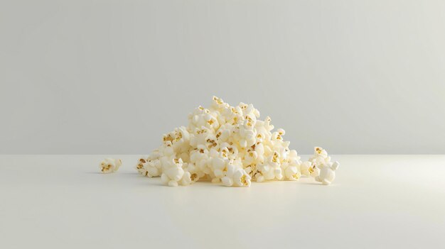 Przyjemna 3D ikona klasycznego popcornu doskonale izolowana na czystym białym tle Popcorn wydaje się złoty, lekki i puszysty z wspaniałą teksturą Idealny do użycia w