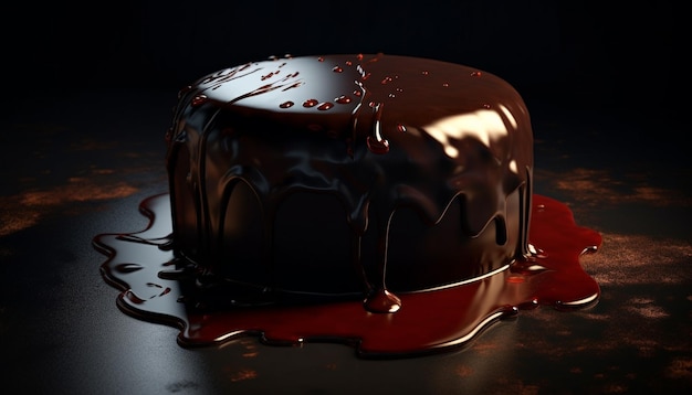 Przyjemny ciasto czekoladowe z dekoracją z świeżych owoców na urodziny generowane przez sztuczną inteligencję