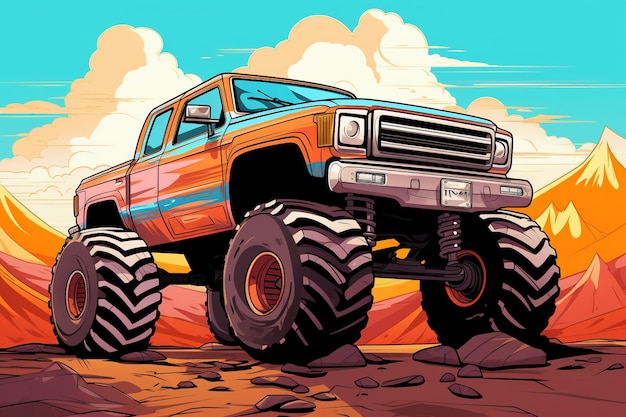 Zdjęcie przyspieszenie do chwały projekt wektorowy monster truck z precyzją