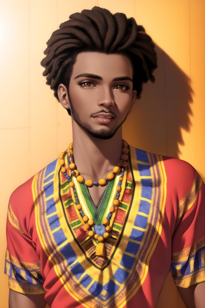 Przystojny afrykański mężczyzna ubrany w dashiki