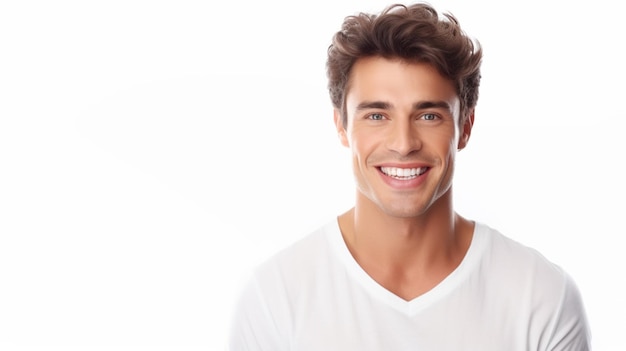 Przystojny mężczyzna modelu mężczyzna uśmiecha się doskonale czyste zęby stock photo tło dentystyczne