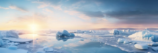 Przystynne widoki na Arktykę z wznoszącymi się formacjami lodowymi odzwierciedlającymi piękno i kruchość klimatów polarnych AI Generative