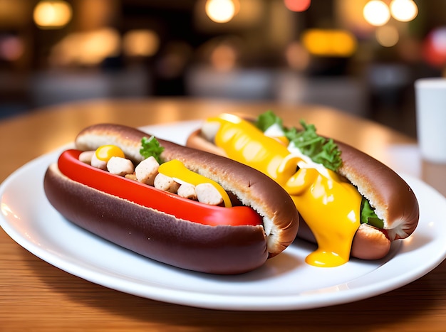 Przytulna restauracja z realistycznymi hot dogami Neutralny