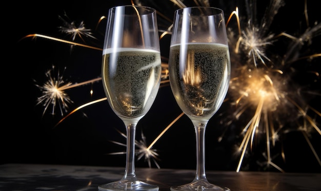 Przywitanie Nowego Roku szampanem i toastami Tworzenie za pomocą generatywnych narzędzi AI