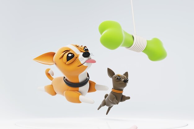 Psy Chihuahua Bawiące Się Zabawkową Kością