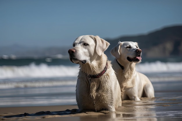 Psy na plaży Atxabiribil w Sopelana Vizcaya w niedzielne popołudnie