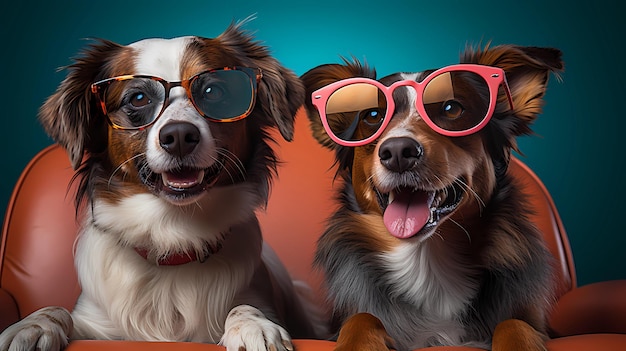 psy różnych ras w fajnych okularach