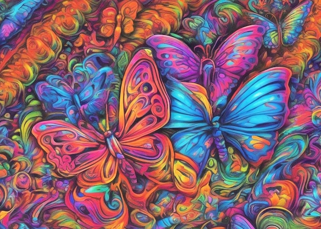 Psychedeliczna Ayahuasca Marzenie Amazonka i las deszczowy Kolibri Jaguar Motyl