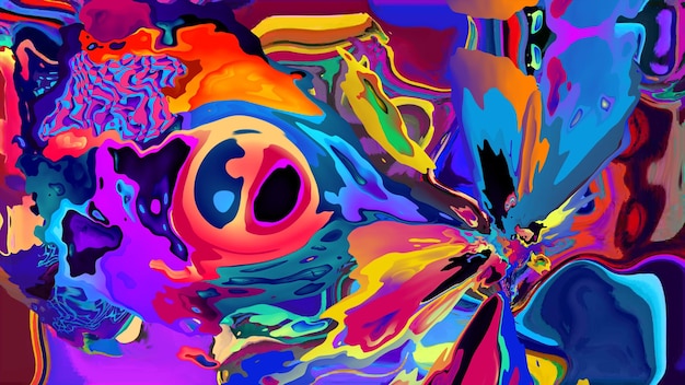 Psychedeliczne kolorowe abstrakcyjne płynne i płynne fraktalne tło