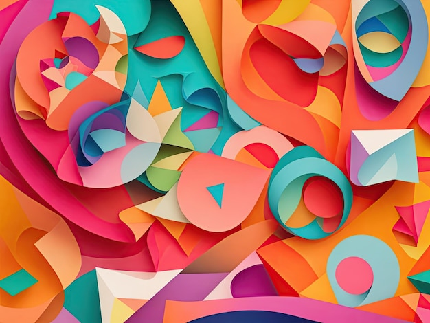 Psychedeliczne kształty papieru w różnych kolorach