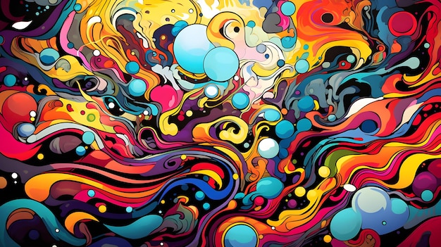Psychodeliczny abstrakcyjny kalejdoskop żywych kolorów