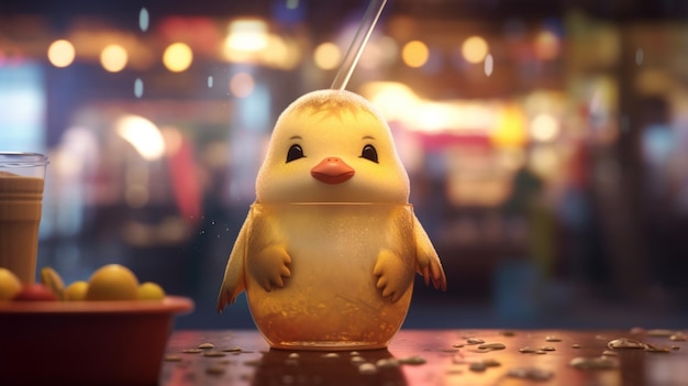 Psyduck pije gorącą herbatę w stylu zdjęć Generative Ai