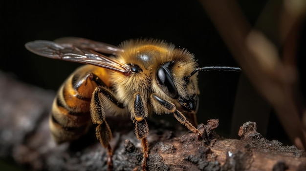 Pszczoła na gałęzi z pszczołą na niej