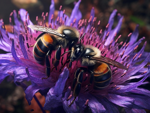 Pszczoła na kwiatku Zdjęcie AI wygenerowane