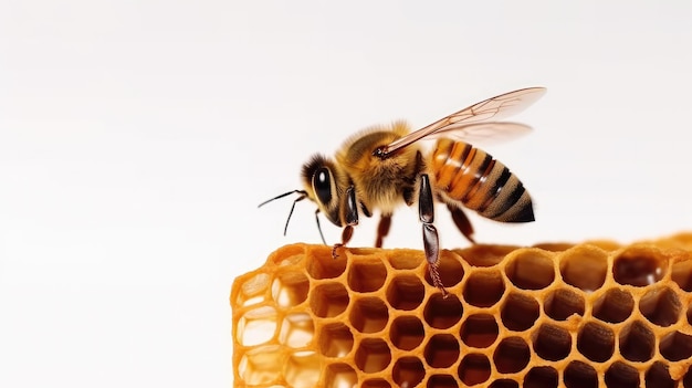 Pszczoła Na Plaster Miodu Z Białym Tłem