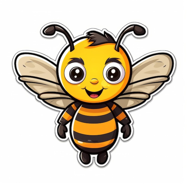 Pszczoła rysunkowa z dużym uśmiechem na twarzy