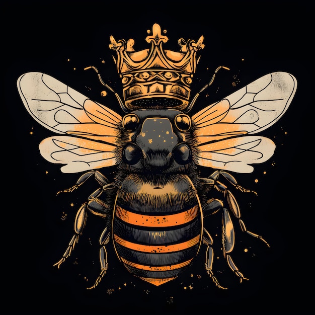 Pszczoła z koroną na głowie nosi koronę.