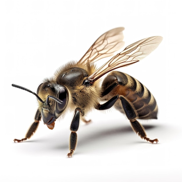 Pszczoła z rozpostartymi skrzydłami i napisem pszczoła