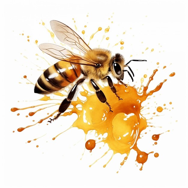 pszczoła z żółtą cieczą i żółtą ciekłością z słowem pszczół