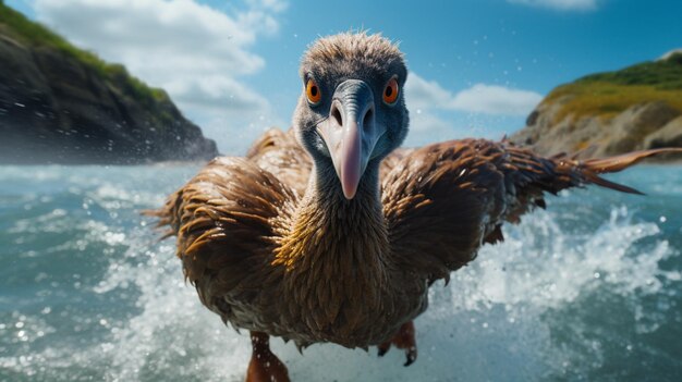 Ptak Dodo biegnący po oceanie Najlepsza jakość obrazu Generatywna sztuczna inteligencja