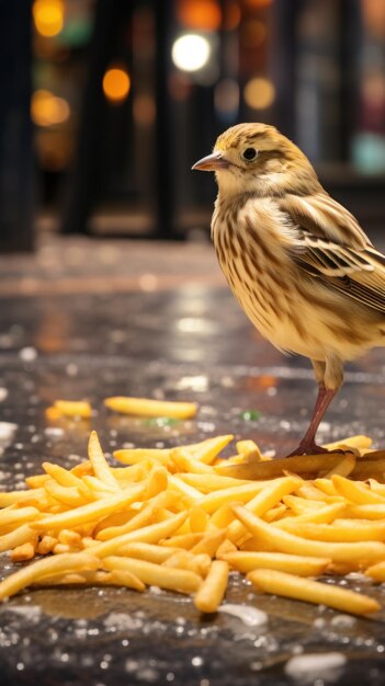 Ptak pommes siedzi tapetą UHD