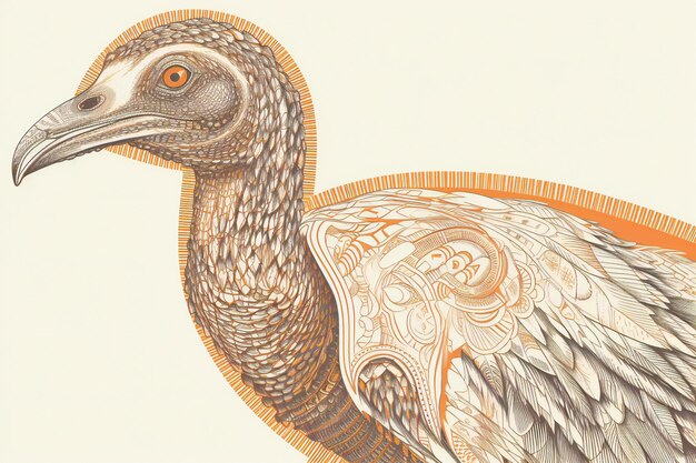 Ptak strusia Ilustracja przedstawiająca głowę strusia