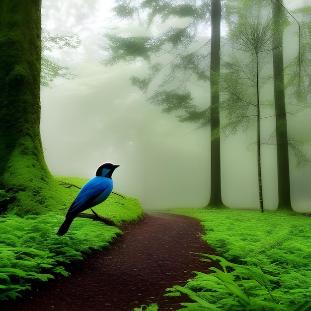 Ptak w lesie