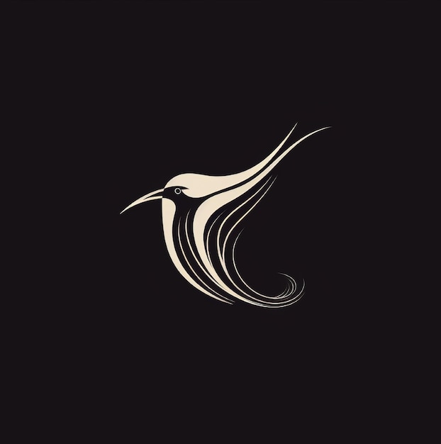 Ptak z czarnym tłem i złotym logo.