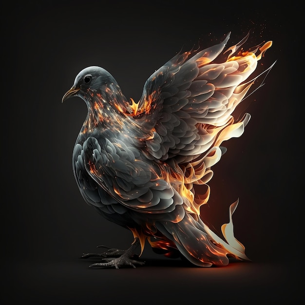Ptak ze skrzydłami ognia