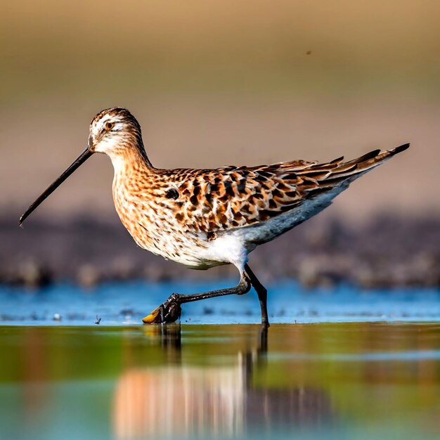 Ptaki przybrzeżne na terenach podmokłych Ptaki Bartailed Godwit AI_Generated