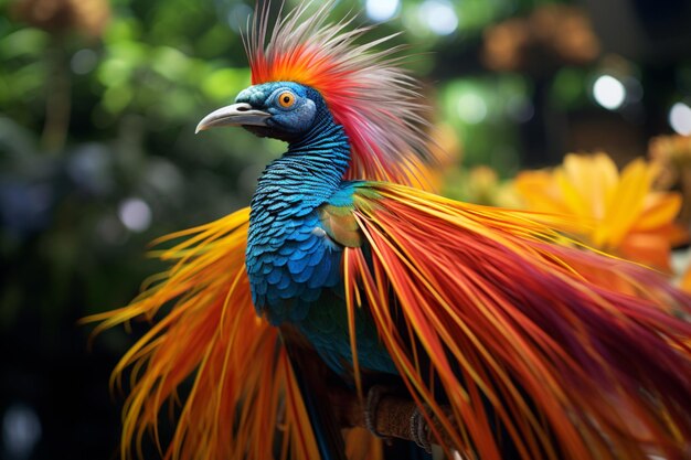 Zdjęcie ptaki rajowe są żywymi klejnotami natury, które są piękne.