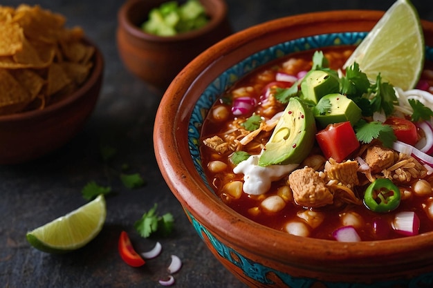 Zdjęcie puchar pozole z bliska