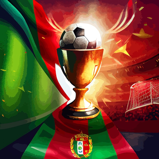 Puchar Świata w piłce nożnej z flagą Portugalii